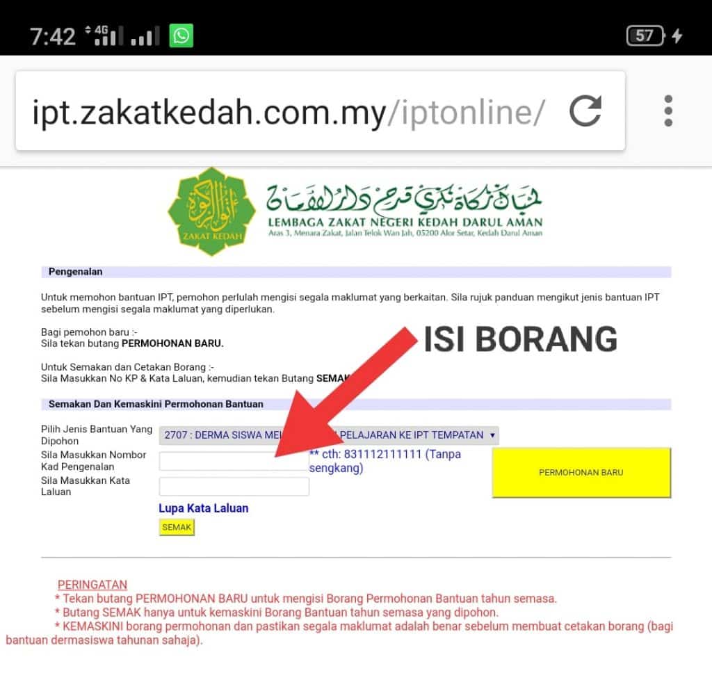 bantuan awal ipt kedah