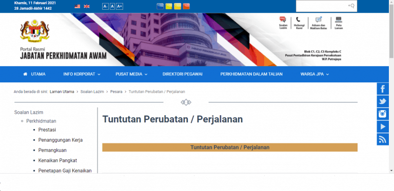 tuntutan perjalanan hospital pesara