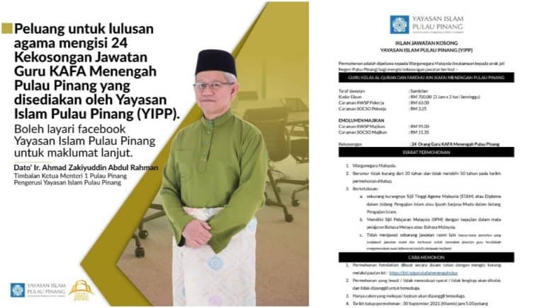 kekosongan jawatan guru kafa pulau pinang