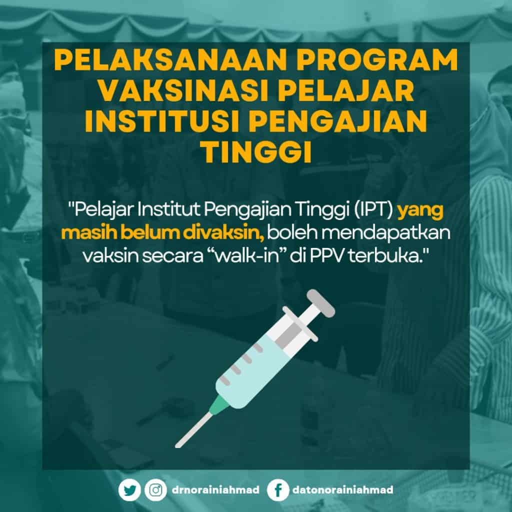 vaksinasi pelajar ipt