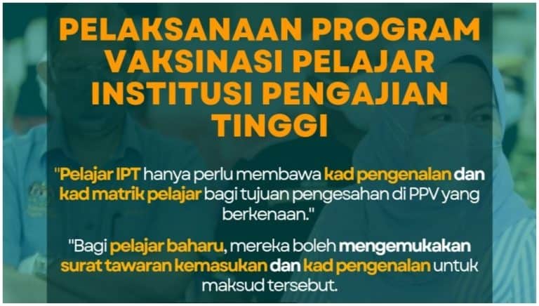 vaksin pelajar ipt