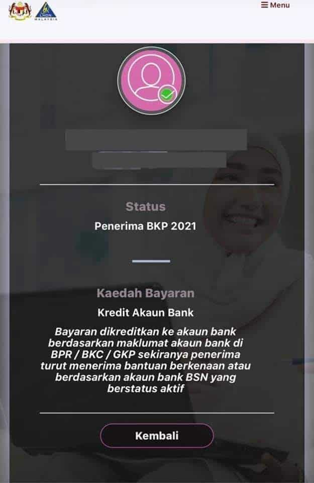 Semakan Bkp bantuan kehilangan pendapatan