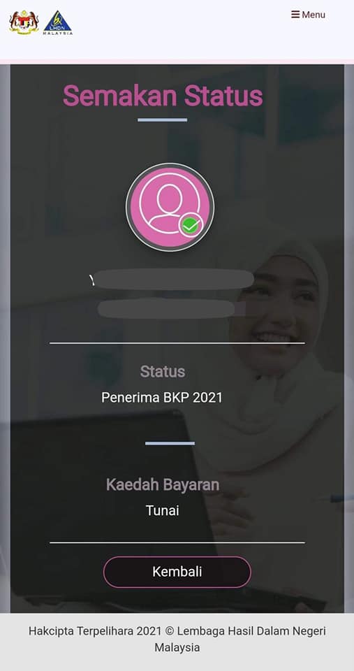 Semakan Bkp bantuan kehilangan pendapatan