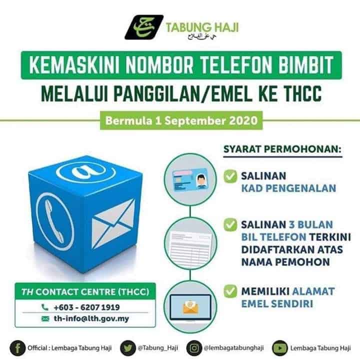 tukar no telefon tabung haji