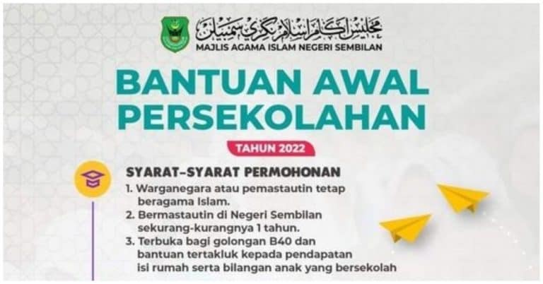 bantuan awal persekolahan mains 2022