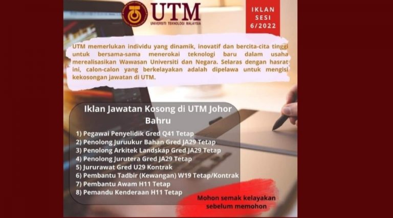 jawatan kosong utm 2022