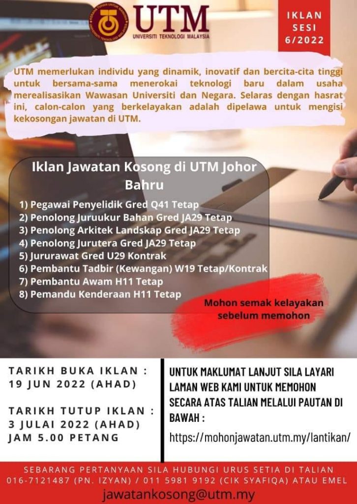 jawatan kosong utm