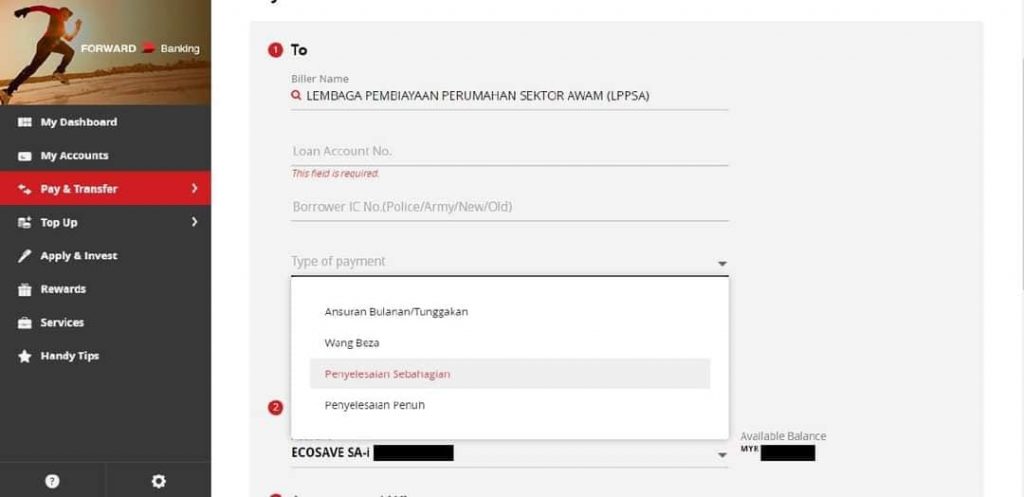 bayaran penyelesaian sebahagian lppsa