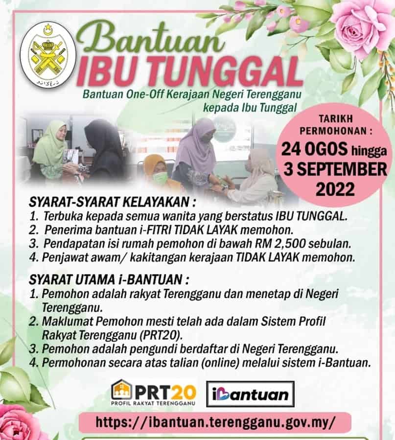 ibantuan terengganu bantuan ibu tunggal 2022