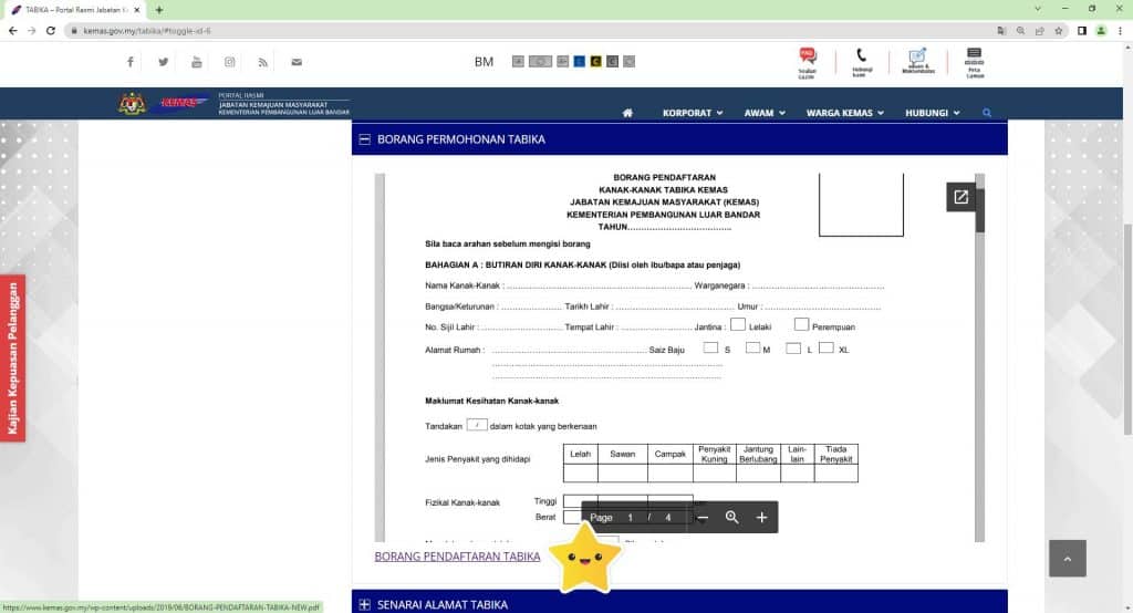 pendaftaran tabika kemas