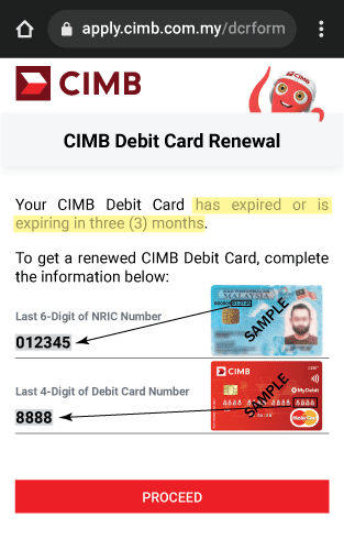 Cara Tukar Kad CIMB Expired Secara Online