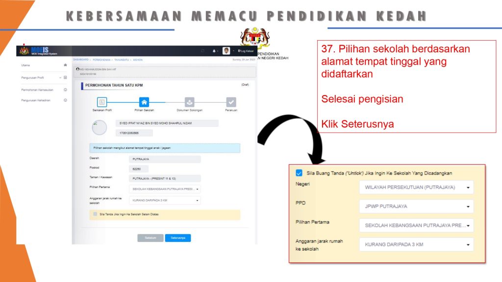 pendaftaran tahun 1 ONLINE IDME KPM