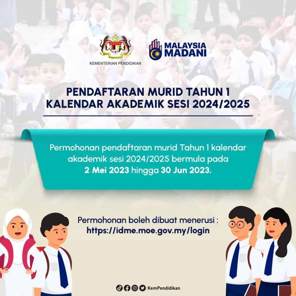 pendaftaran tahun 1 darjah satu kpm 2023