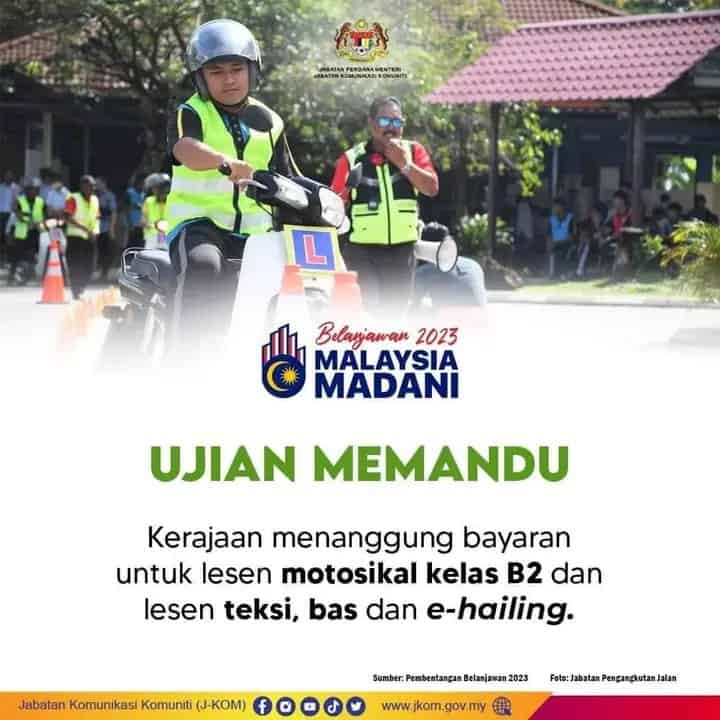 ujian memandu percuma belanjawan 2023