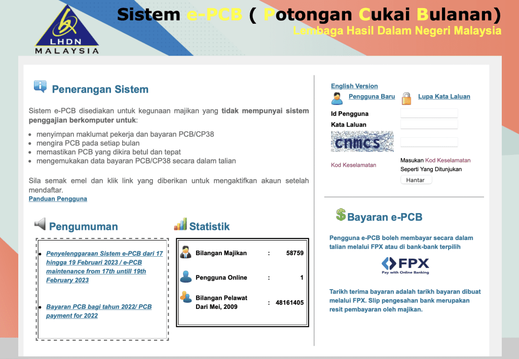 potongan cukai bulanan e-pcb