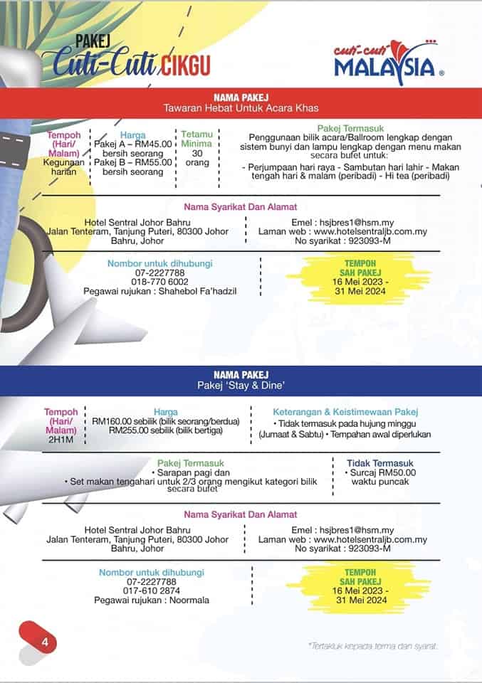 Senarai Pakej Cuti-cuti Cikgu Mampu Milik Untuk Guru KPM 2023 Oleh Tourism Malaysia