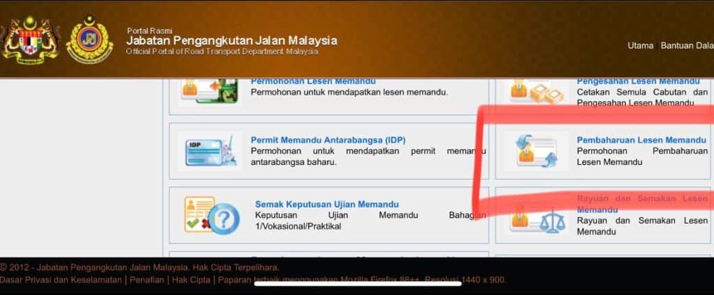 renew lesen memandu online