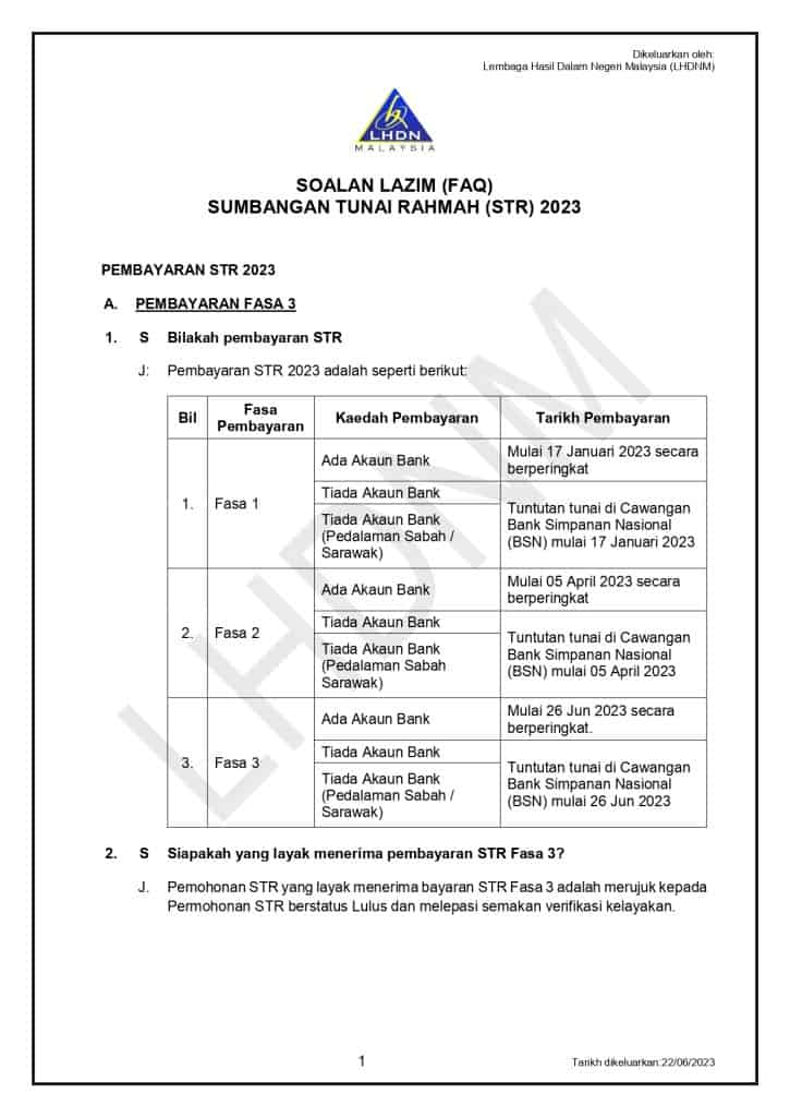 str fasa 3 dah masuk