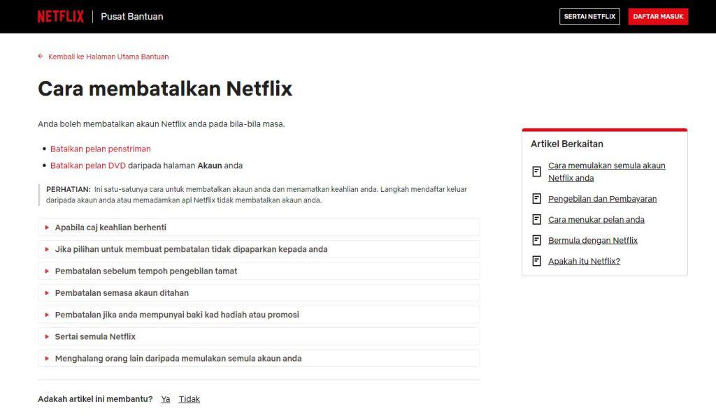 cara terminate akaun netflix