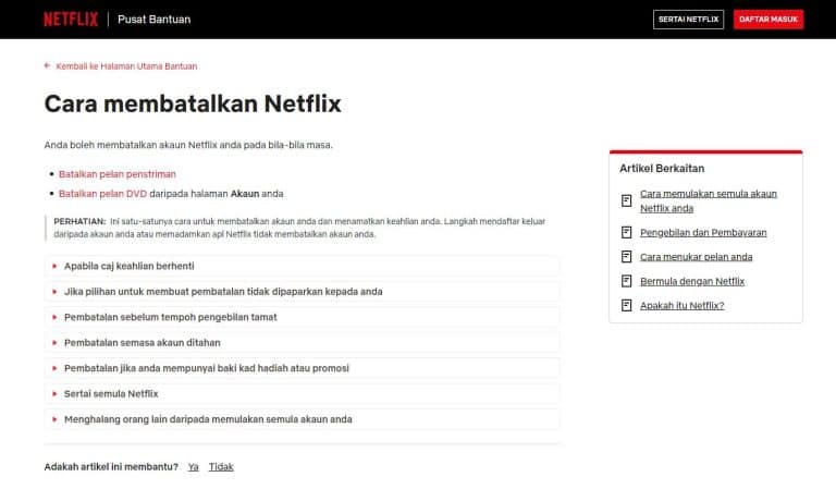 cara terminate akaun netflix