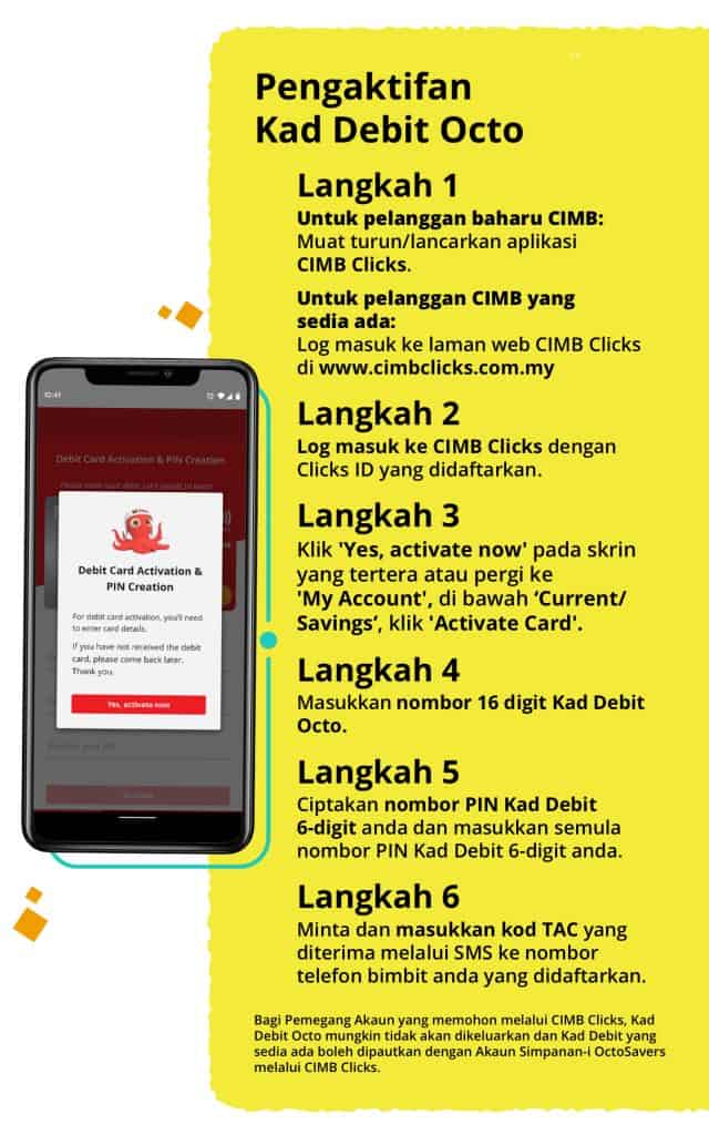 cara aktifkan kad debit cimb