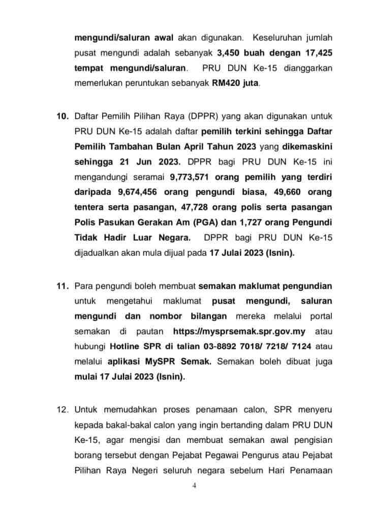 tarikh prn 2023 semakan pusat mengundi tempat