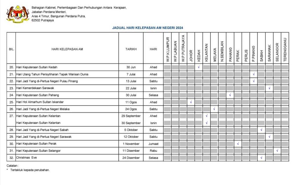 cuti umum 2024 public holiday 