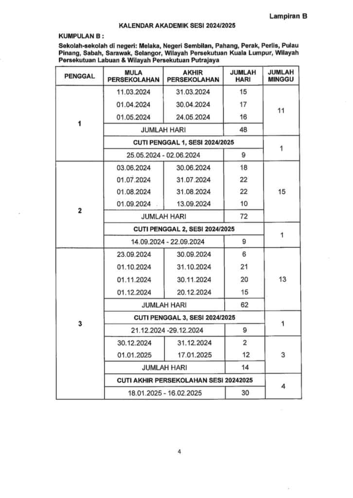 takwim sekolah 2024 kpm