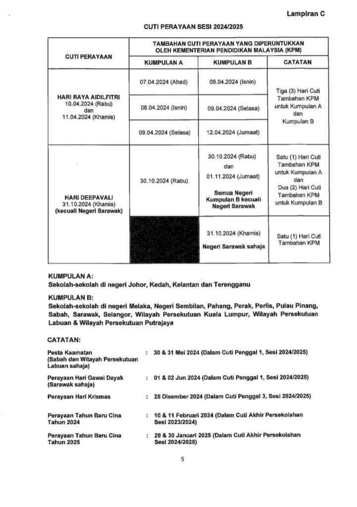 tarikh buka sekolah 2024