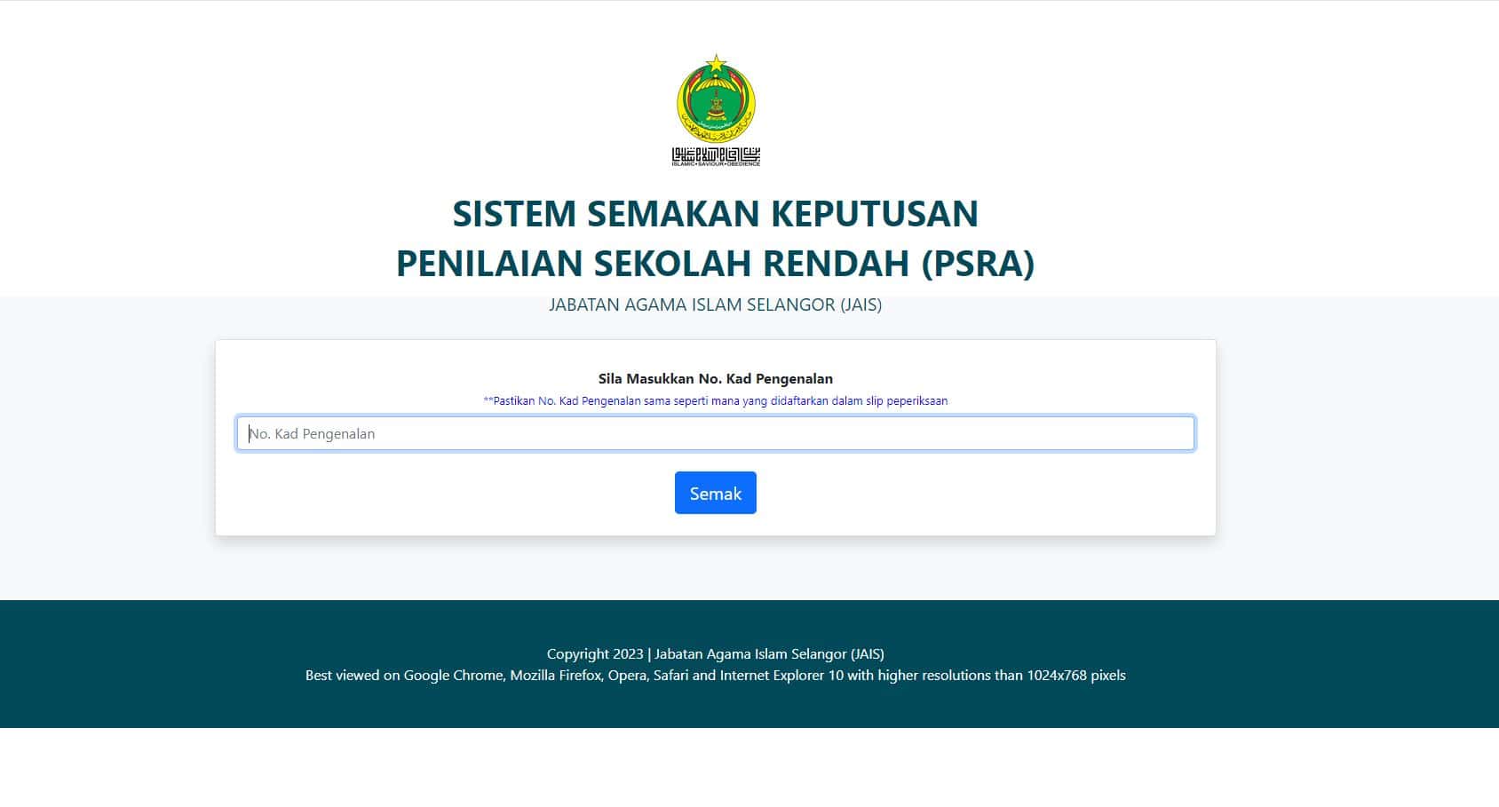 semakan psra keputusan