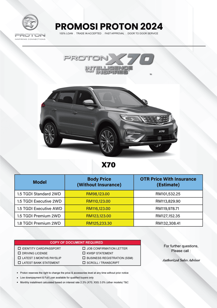 harga proton x70 2024