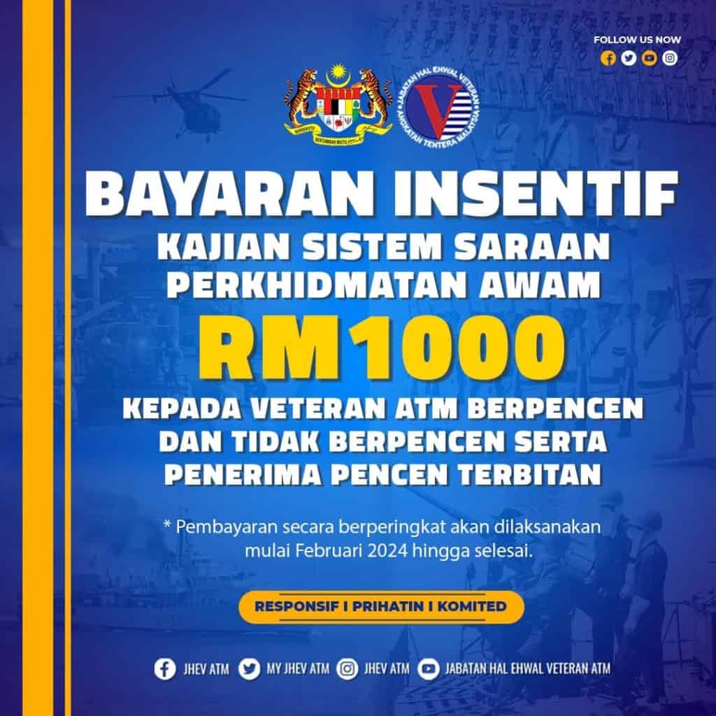 insentif awal kajian sistem saraan sspa vibes atm jhev bantuan khas pencen veteran