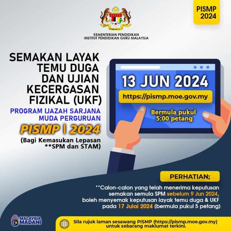 Ujian Kecergasan Fizikal (UKF) Program Ijazah Sarjana Muda Perguruan PISMP 2024