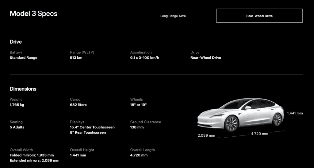 Tesla Model 3 RWD